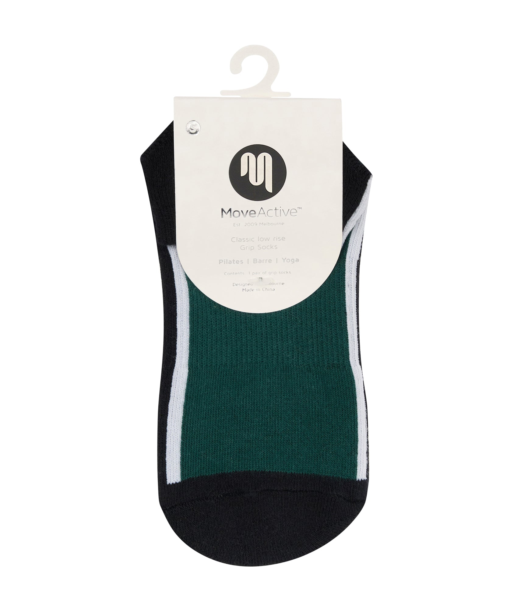 Classic Low Rise Grip Socks - Fluid Green & Black.