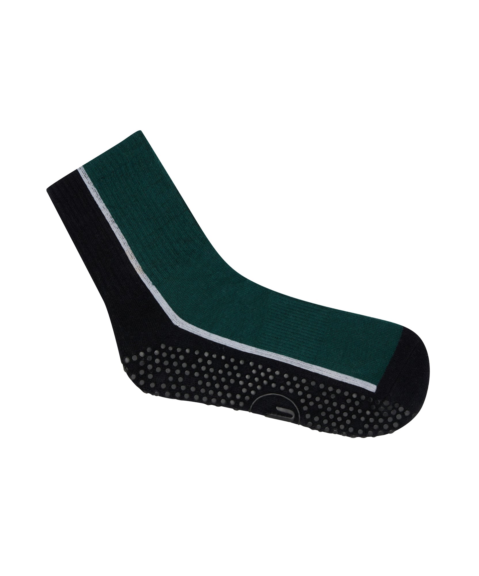 Crew Non Slip Grip Socks - Fluid Green & Black.