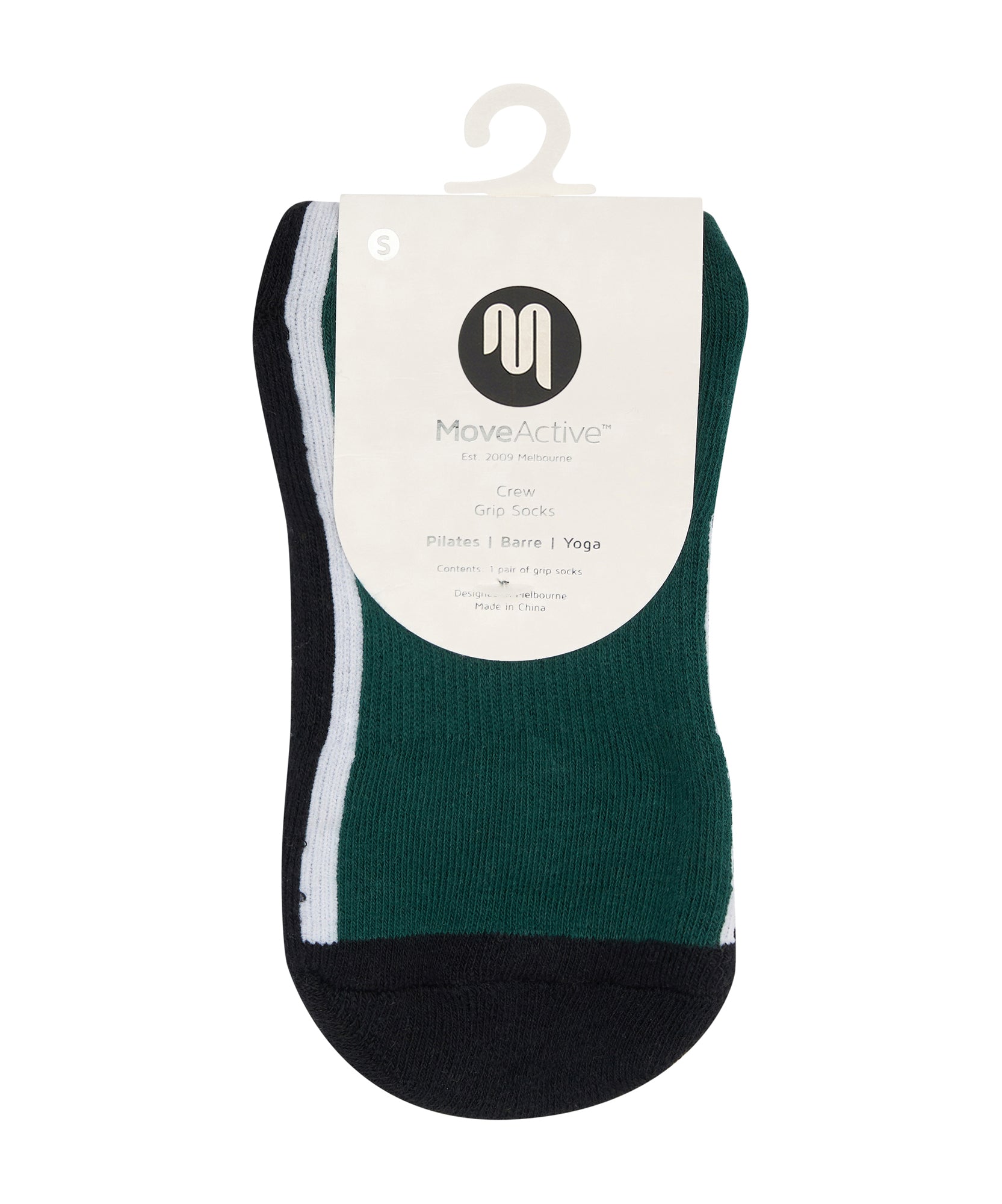 Crew Non Slip Grip Socks - Fluid Green & Black.