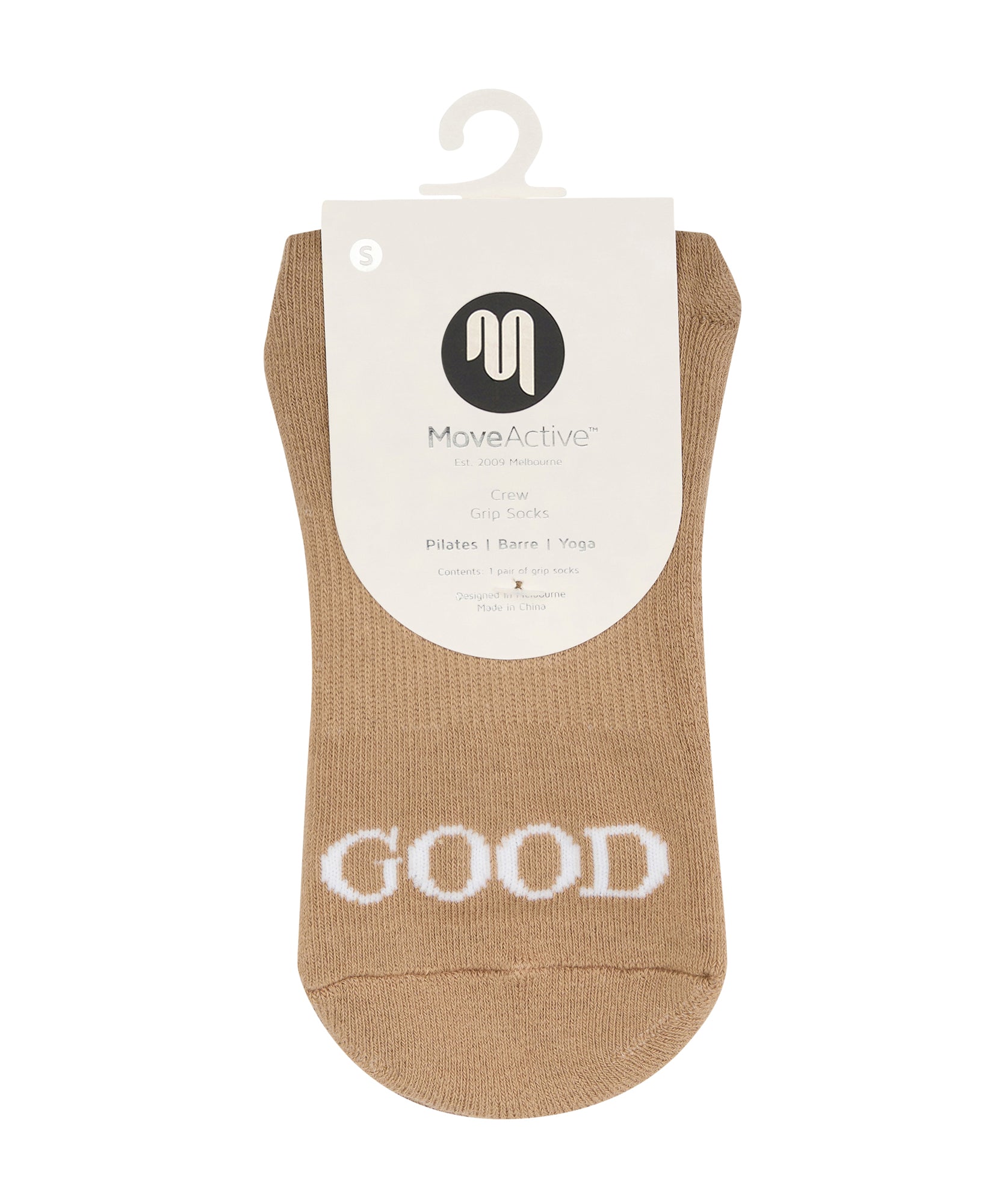 Crew Non Slip Grip Socks - Good Day Beige.