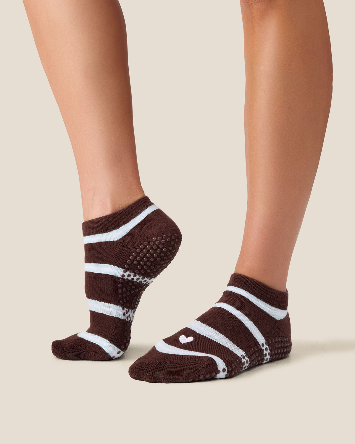 Low Rise Grip Socks - Candy Stripe Espresso
