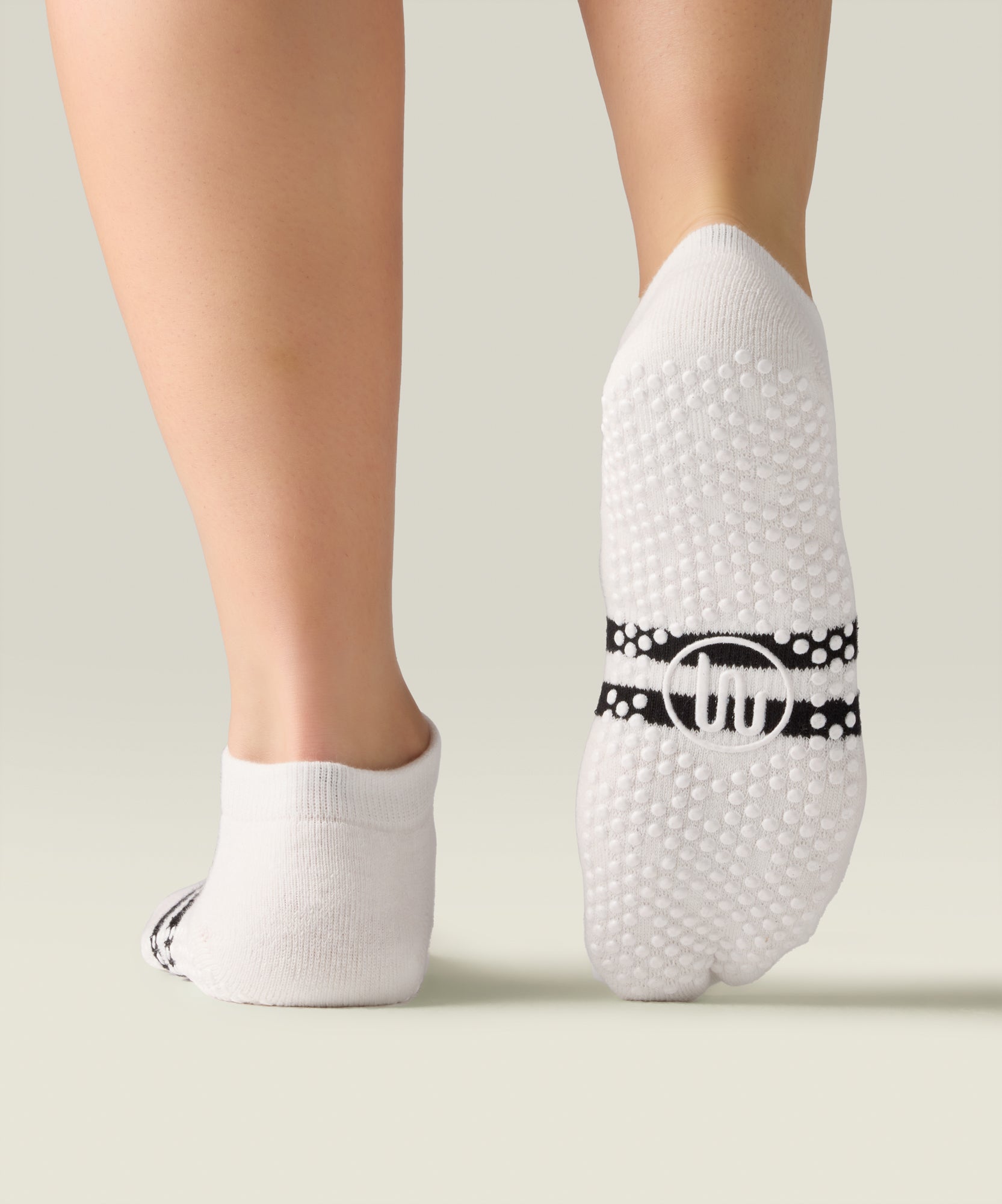 Classic Low Rise Grip Socks - Ivory Stripe