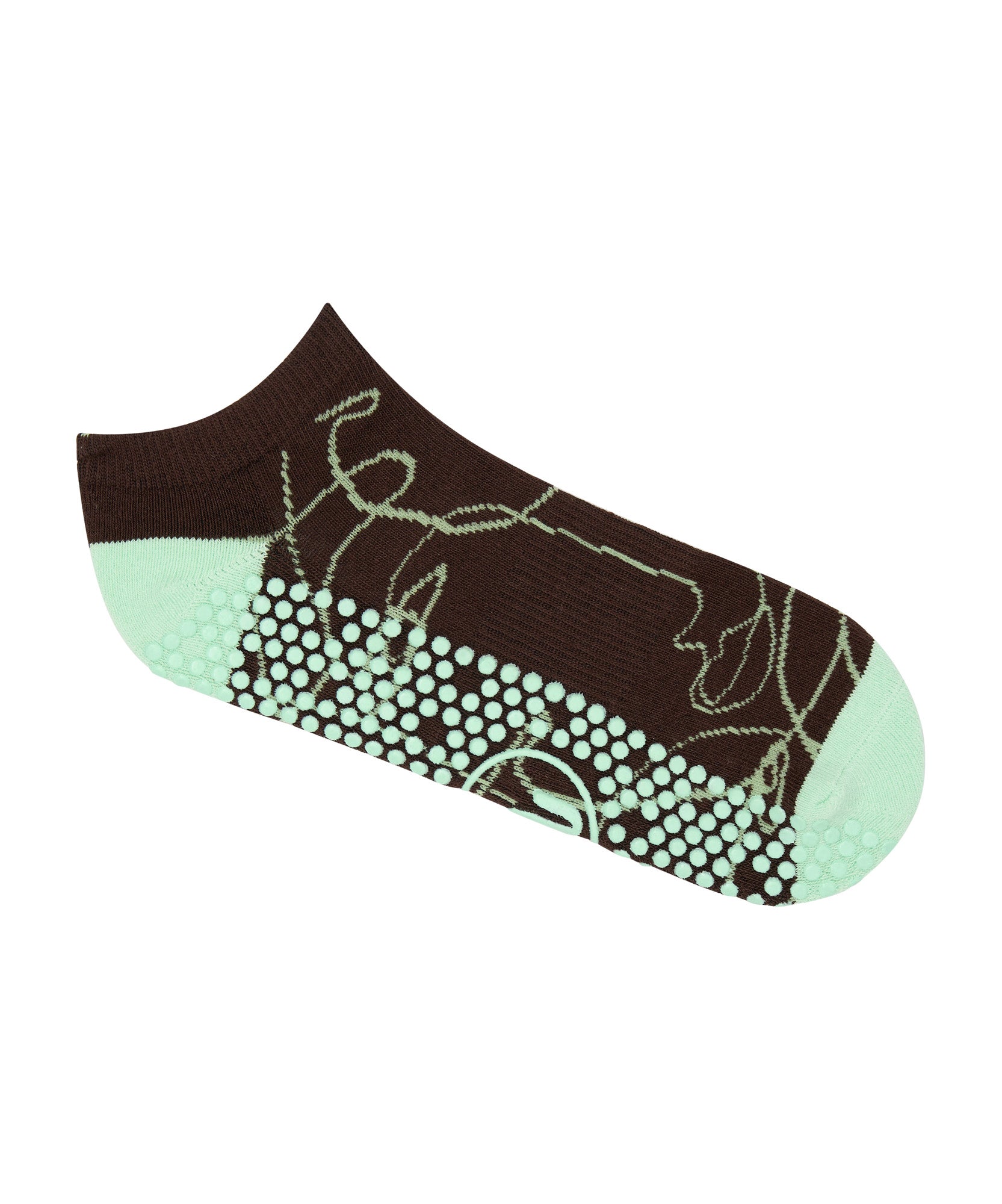 Classic Low Rise Grip Socks - Mocha Abstract.