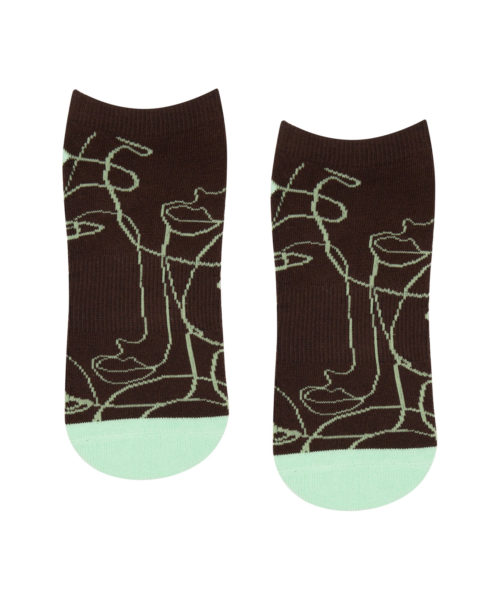 Classic Low Rise Grip Socks - Mocha Abstract.