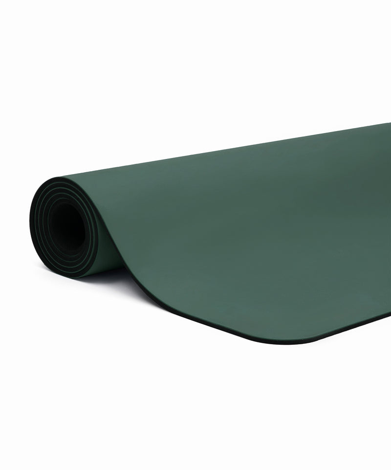  High-quality vegan leather yoga mat in Forest Green color with 6mm thickness