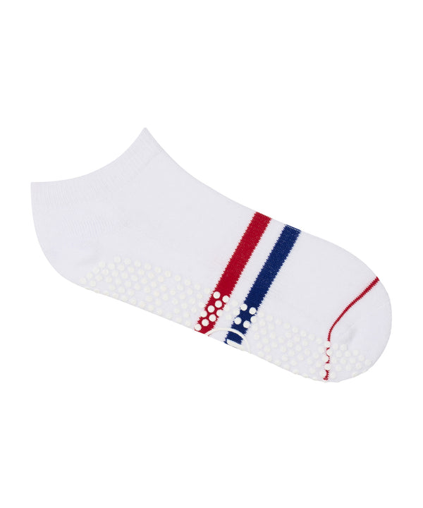 Classic Low Rise Grip Socks - Polo Stripe White