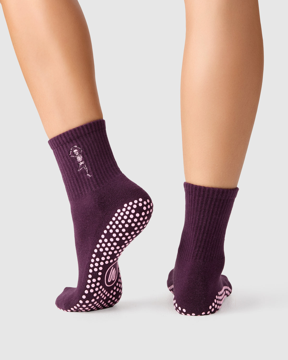 Crew Grip Socks - Pilates Skeleton Plum