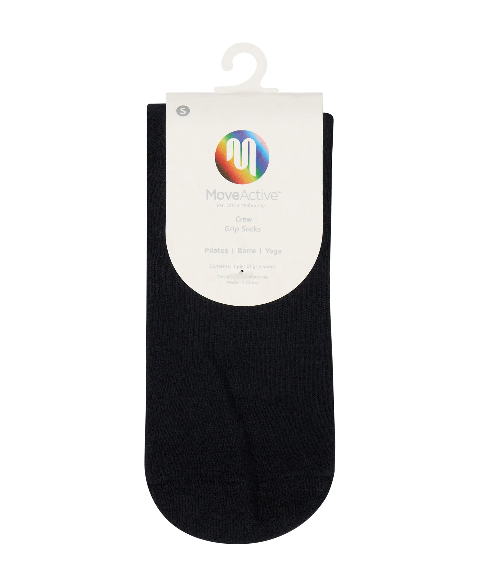 Crew Non Slip Grip Socks - Rainbow Black.