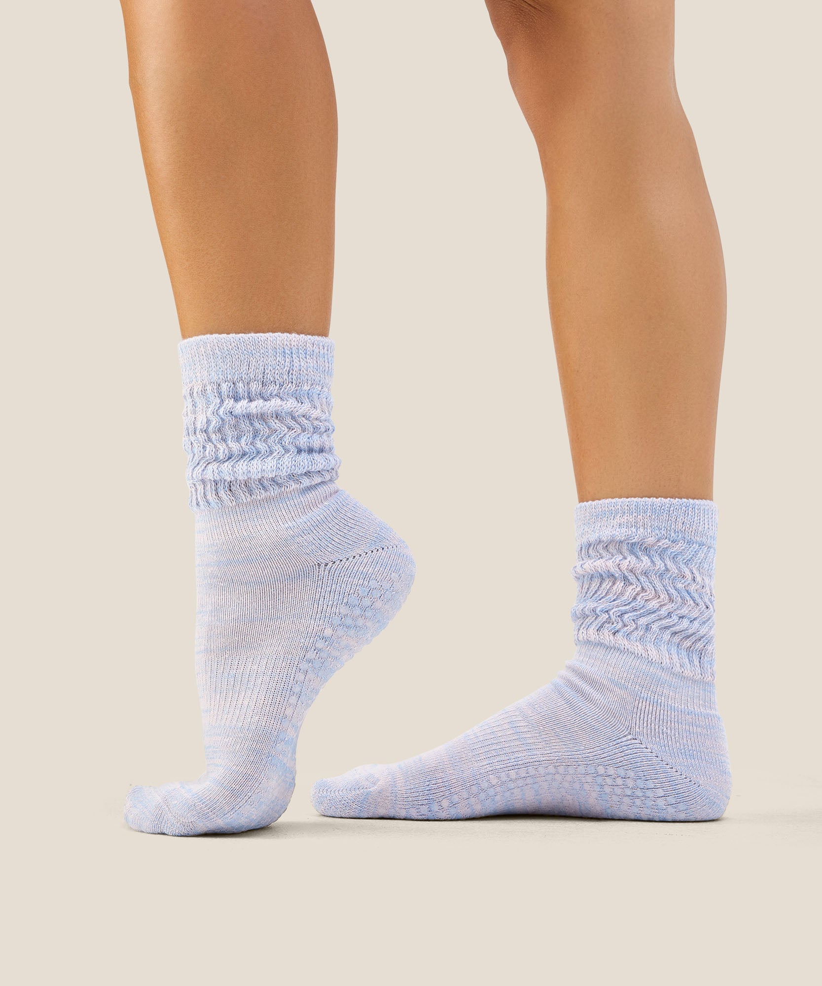 Scrunch Grip Socks - Blue Pink Marle