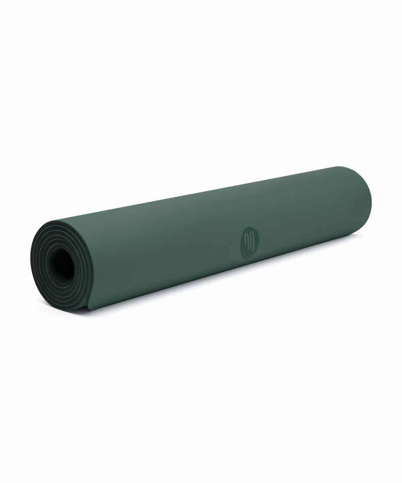  6mm thick Forest Green vegan leather yoga mat for a comfortable and sustainable practice