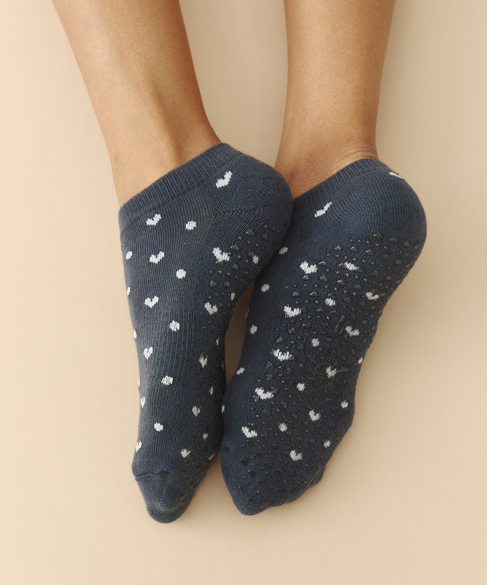 Classic Low Rise Grip Socks - Speckled French Navy