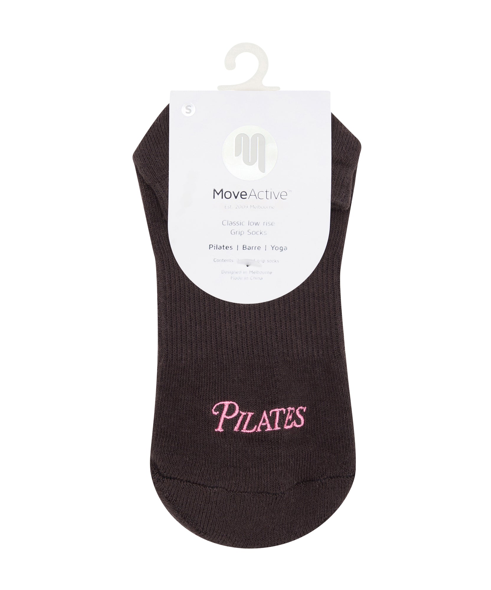 Classic Low Rise Grip Socks - Pilates Club Chocolate