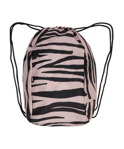 Drawstring bag with black and white zebra print, perfect for travel