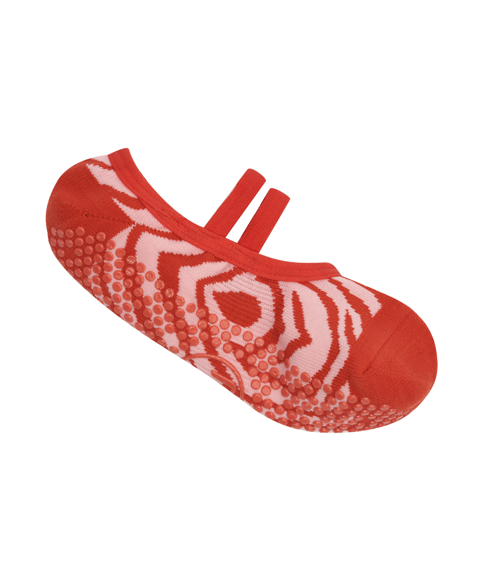 Ballet non slip grip socks in burnt orange zebra pattern for women