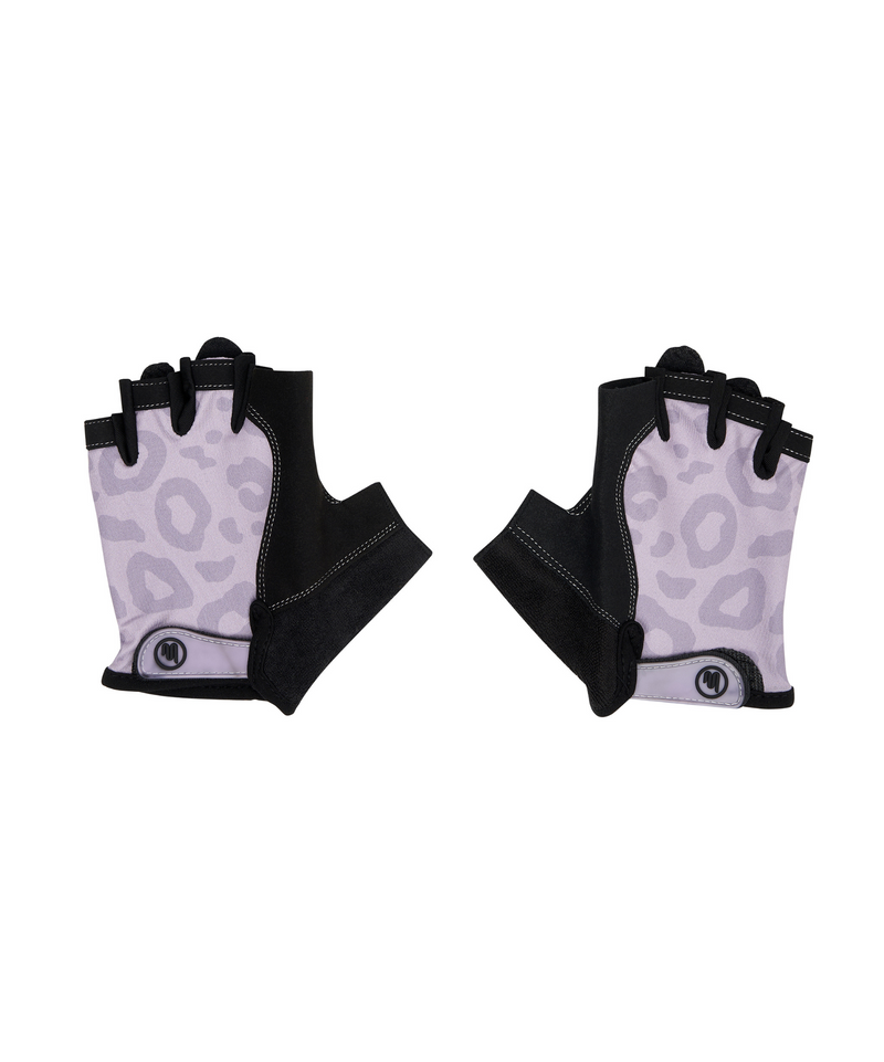 Pilates grip gloves with pink cheetah print for stylish workout attire