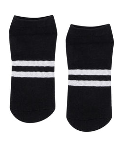 Classic Low Rise Grip Socks in Sporty Stripe Black for athletic training and workouts