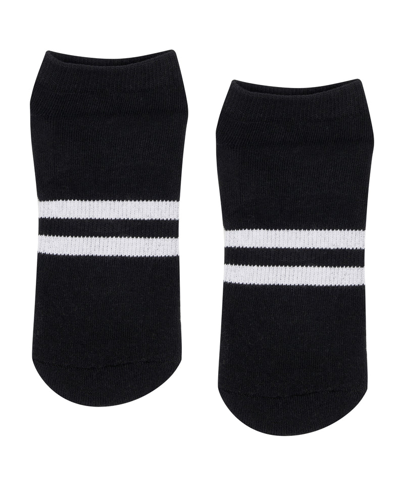 Classic Low Rise Grip Socks in Sporty Stripe Black for athletic training and workouts