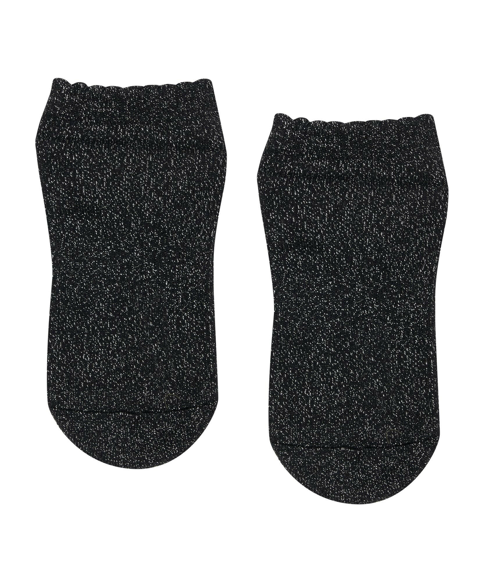 Classic Low Rise Grip Socks in Black Sparkle Frill with stylish frill detail for added flair and grip support