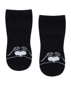 Classic Low Rise Grip Socks with Heart in Hand Design for Yoga and Pilates