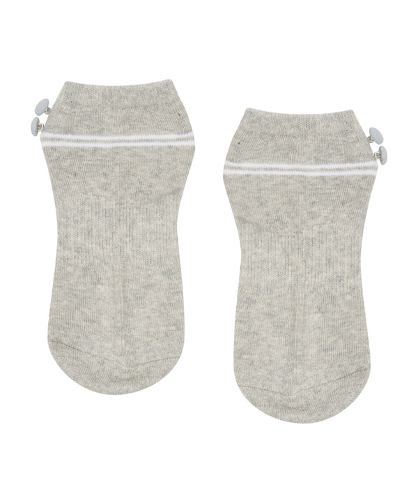 Classic Low Rise Grip Socks - Grey Marle Button