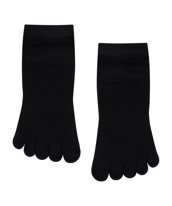Black non-slip grip socks with toe design for extra stability and comfort