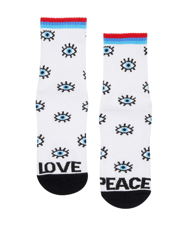 Crew Non Slip Grip Socks - "Love & Peace"