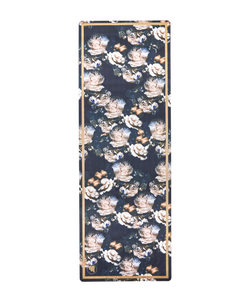 Close-up of Luxe Eco Yoga Mat in Peony Print with Gold Trim, perfect for elegant yoga practice