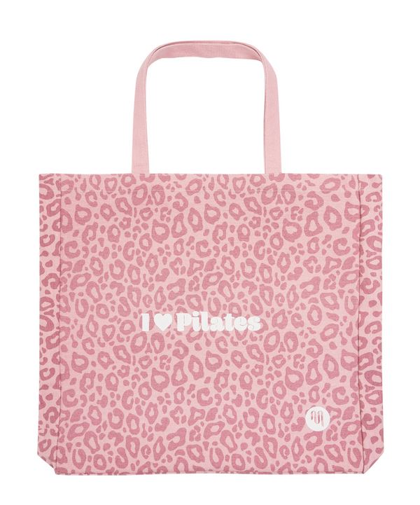 I Love Pilates Tote Bag - Dusty Pink Cheetah