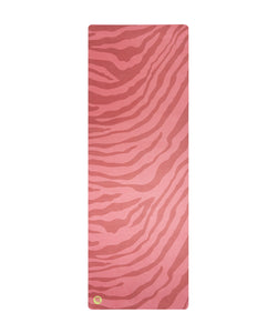 Close-up of Luxe Recycled Yoga Mat in Burnt Orange Zebra design, showing texture and thickness