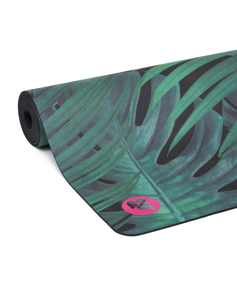 Thick and cushioned yoga mat with non-slip surface for stability